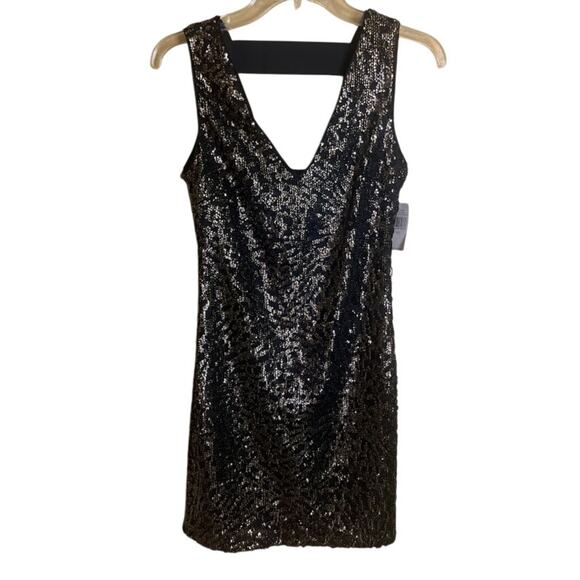 1. State Dresses & Skirts - 1. State Black Sequin V-Neck Sheath Mini Dress - XS‎ - NWT